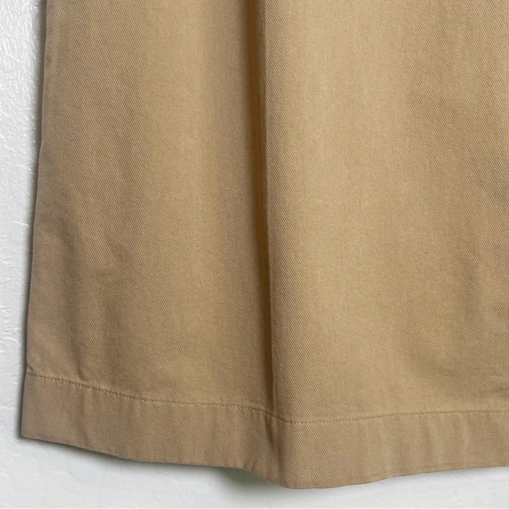 •VINCE• Washed‎ High Waisted Cotton Twill Shorts in Cocoon Khaki Beige Size 16